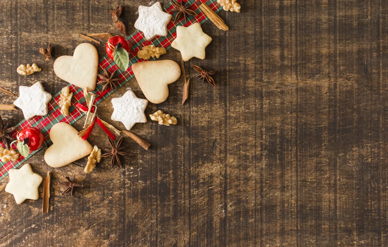 Фото обои украшения, Новый Год, печенье, Рождество, Christmas, wood, New Year, cookies