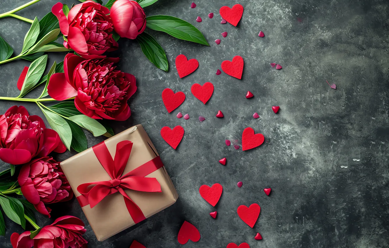 Фото обои любовь, цветы, подарок, романтика, love, happy, День святого Валентина, heart