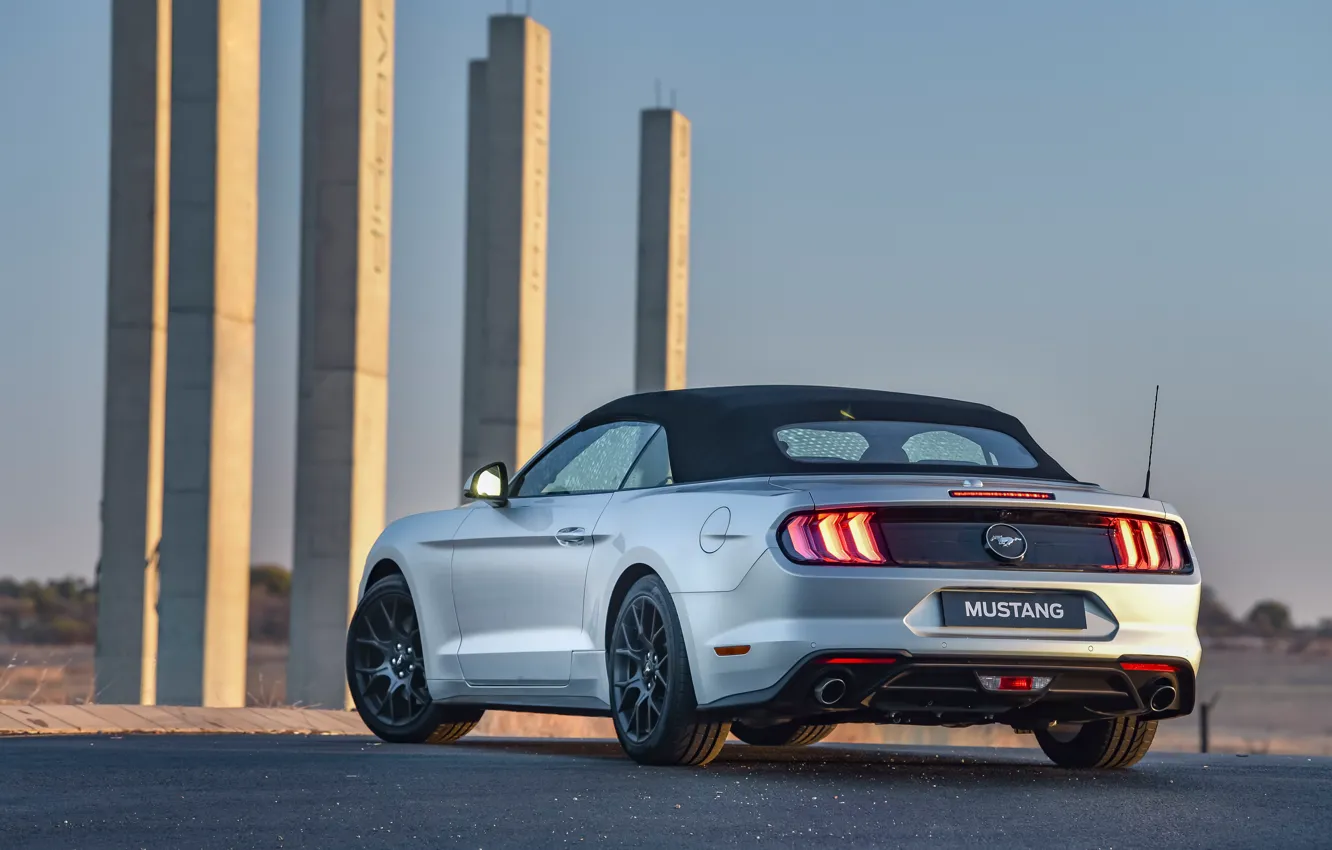 Фото обои Mustang, Ford, rear view, Ford Mustang EcoBoost Convertible