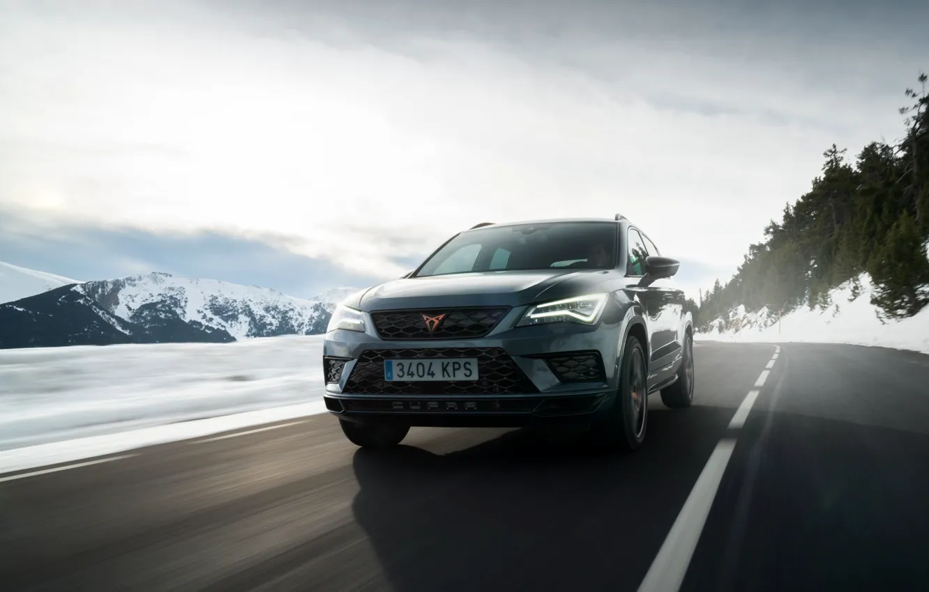 Фото обои дорога, асфальт, SUV, Seat, Cupra, Ateca, 2019