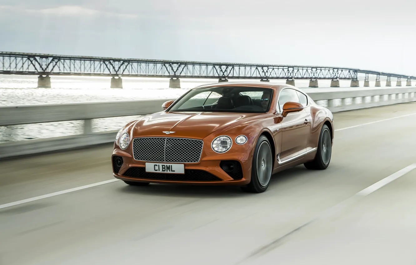 Фото обои мост, купе, скорость, Bentley, 2019, Continental GT V8