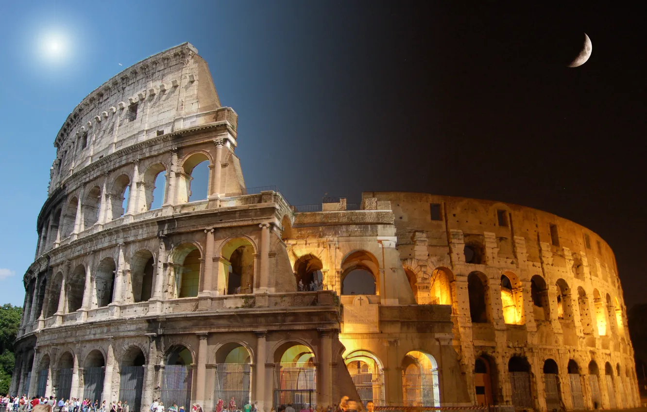 Фото обои roma, night, coliseum