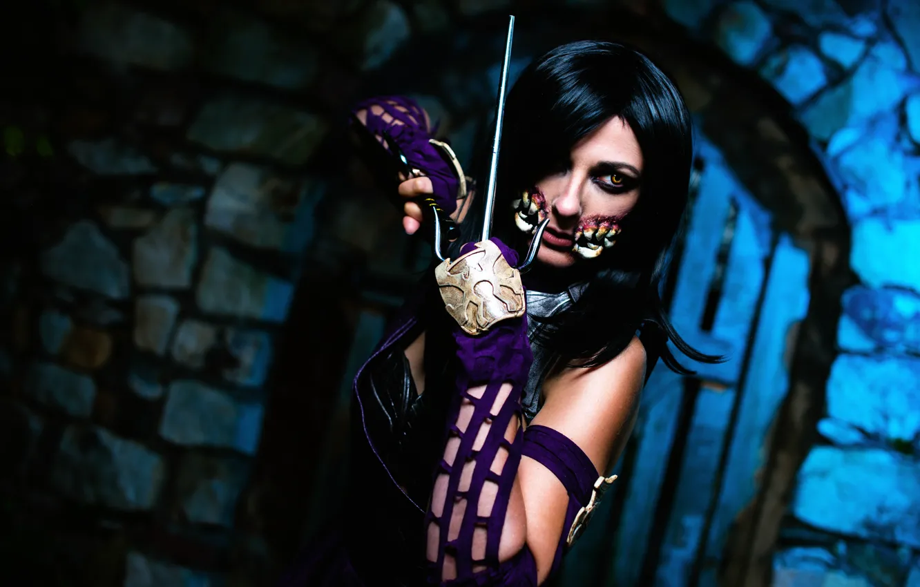 Фото обои девушка, меч, Castle, mileena, Cosplay