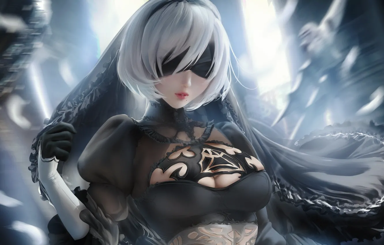 Фото обои girl, sexy, cleavage, blouse, boobs, anime, beautiful, short hair