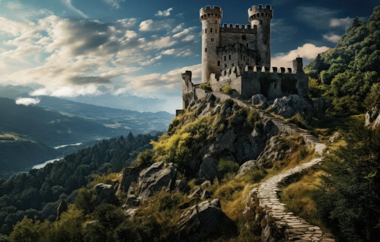 Фото обои пейзаж, замок, landscape, beautiful, старинный, castle, ancient