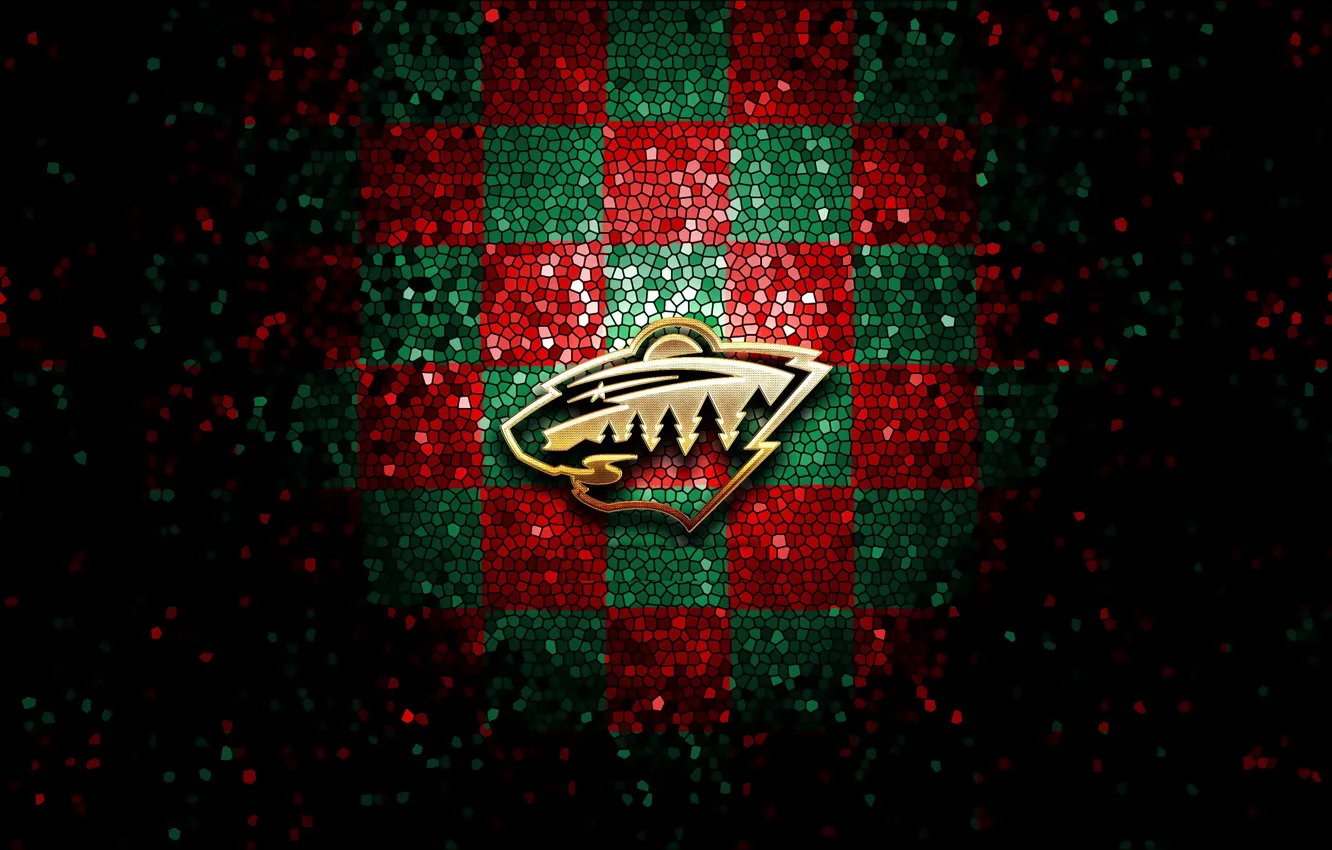 Фото обои wallpaper, sport, logo, NHL, Minnesota Wild, hockey, glitter, checkered