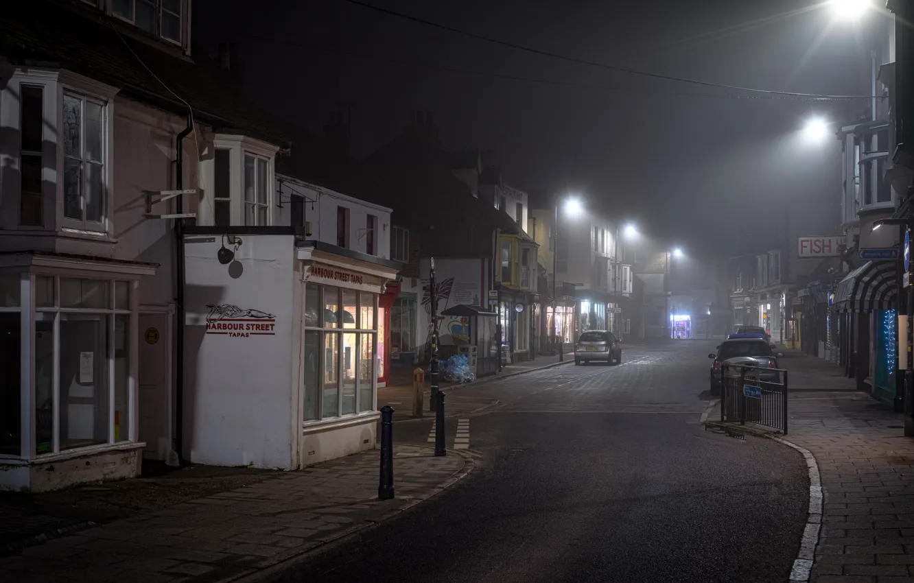 Фото обои night, street, Hasselblad, Harbour Street, Whitstable