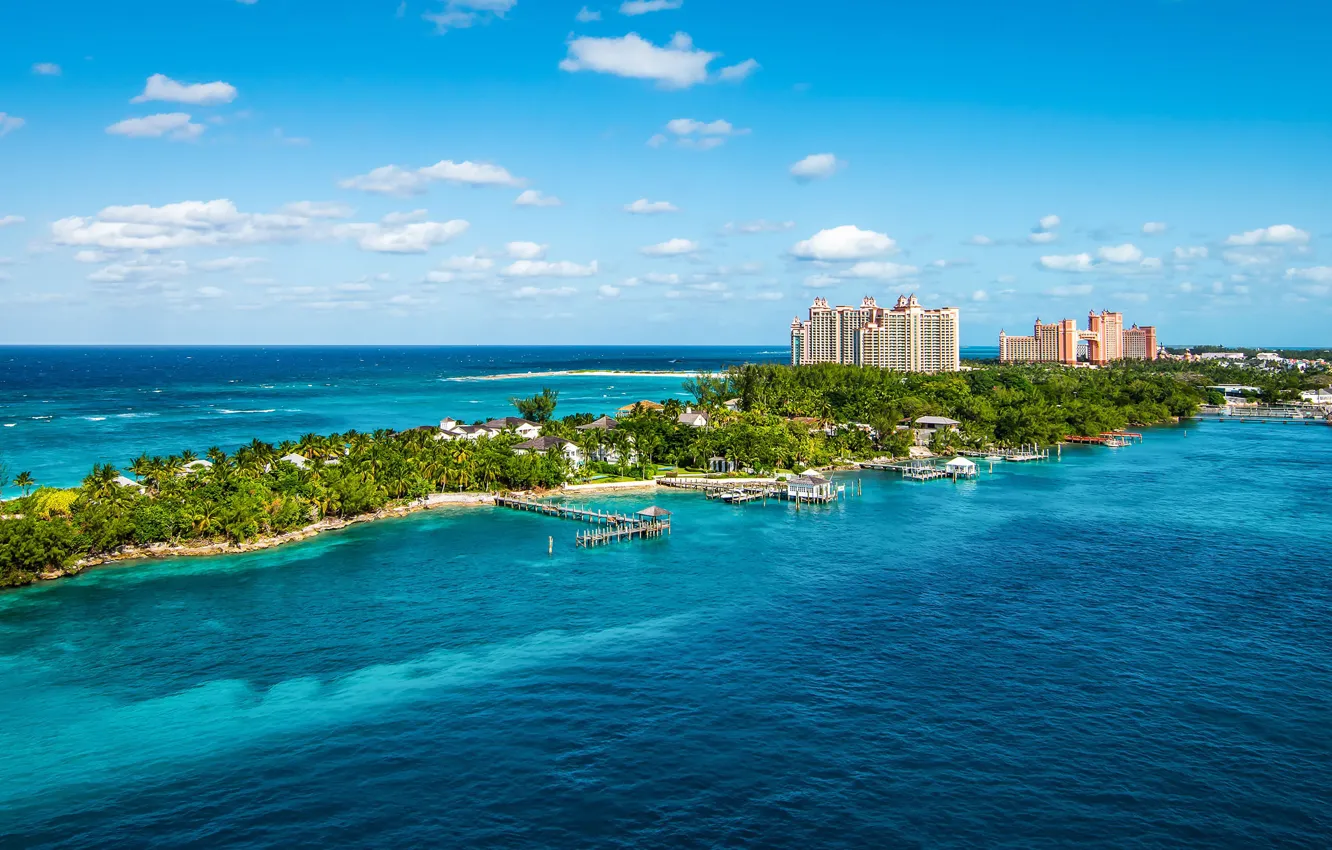 Фото обои море, остров, отель, Багамы, Нассау