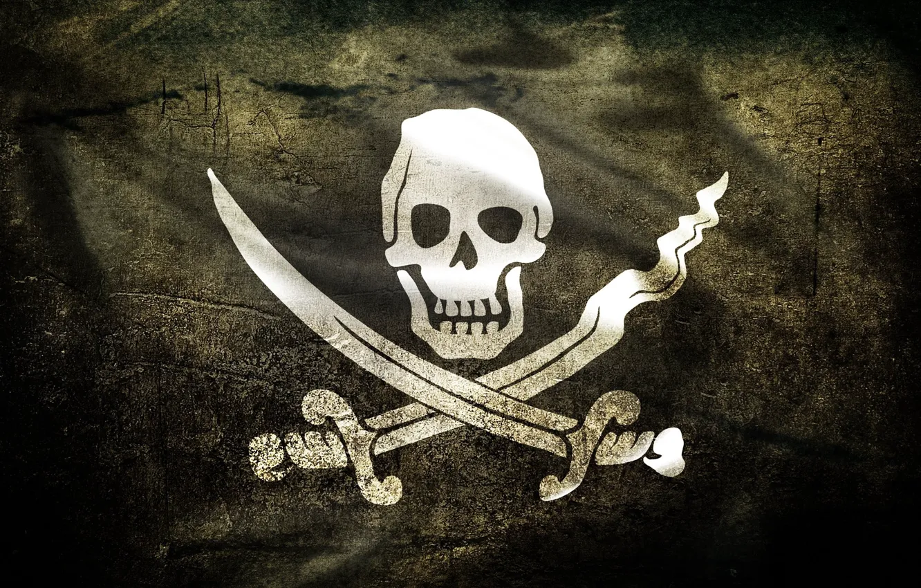 Фото обои череп, флаг, Пираты
