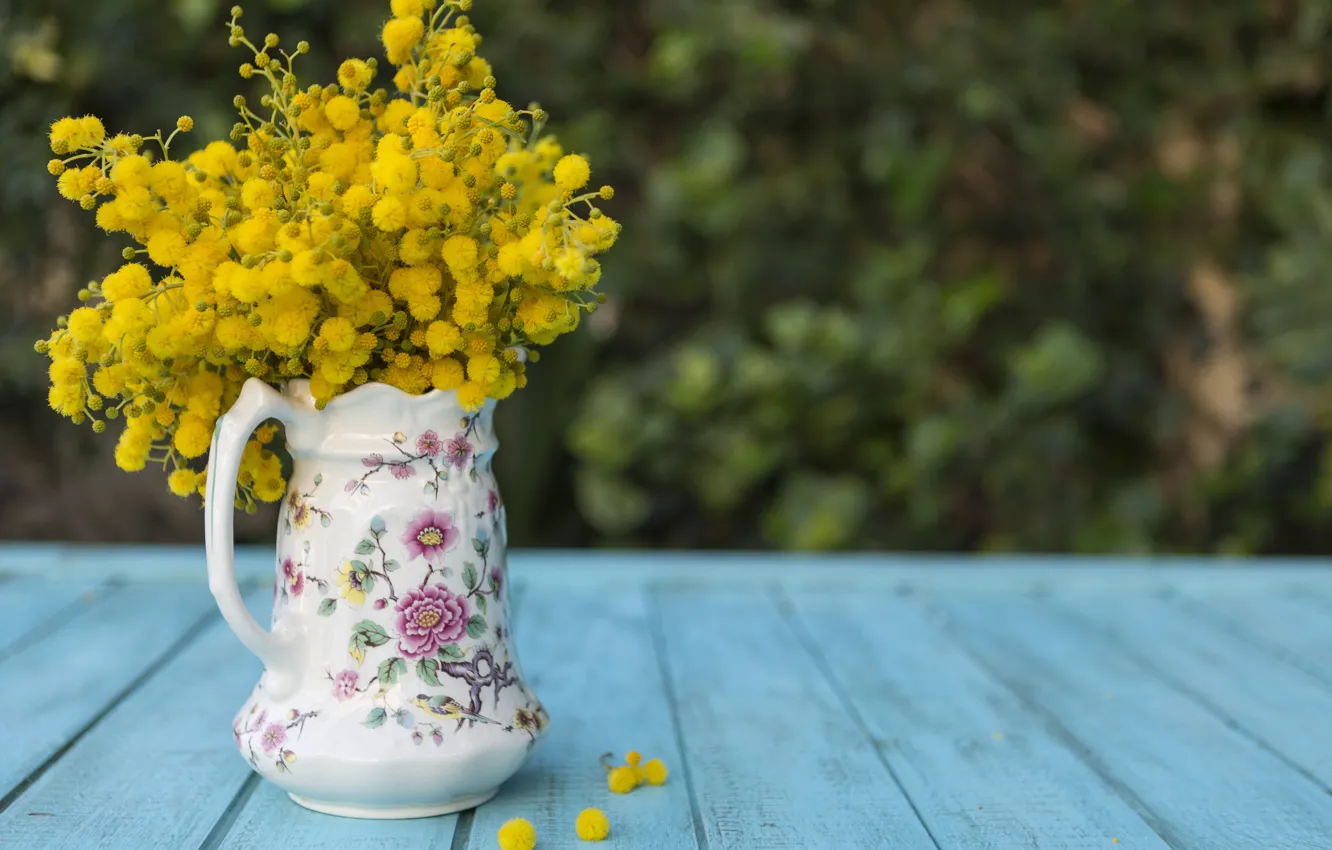 Фото обои цветы, желтые, ваза, vase