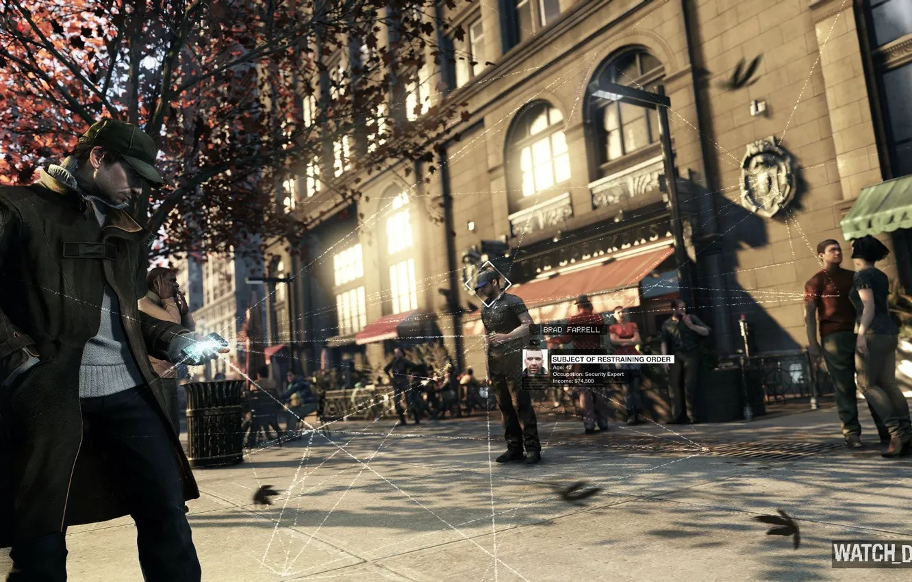 Фото обои улица, Chicago, Ubisoft Montreal, Сторожевые псы, Aiden Pearce, watch dogs