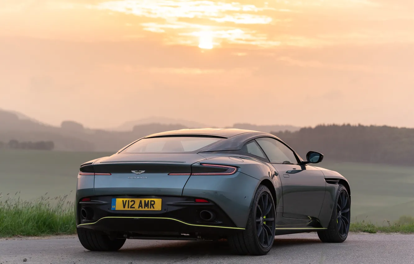 Фото обои закат, Aston Martin, вид сзади, 2018, DB11, AMR, Signature Edition