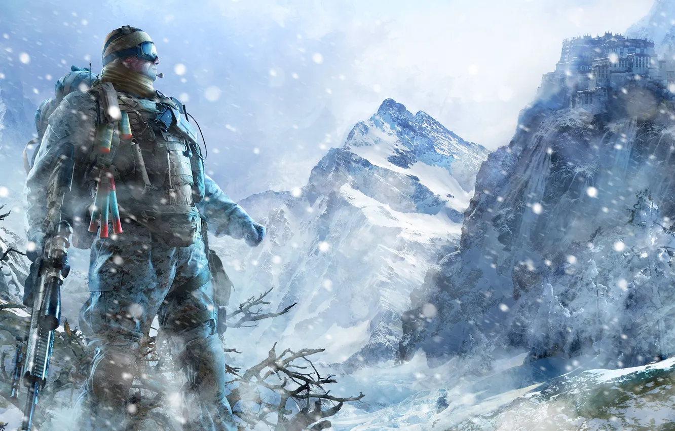 Фото обои снег, горы, снайпер, Sniper Ghost Warrior 2