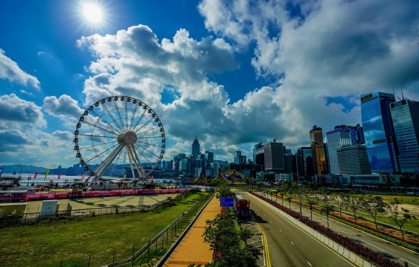 Фото обои небо, облака, Гонконг, утро, Hong Kong