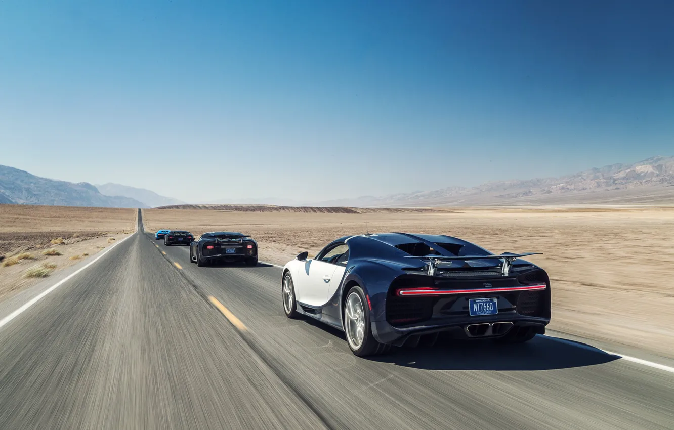 Фото обои car, Bugatti, supercar, desert, race, speed, sand, asphalt