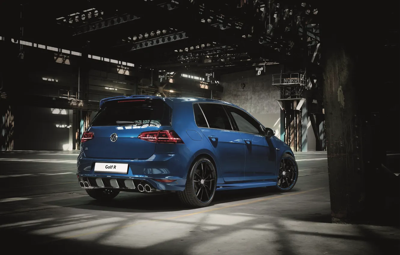 Фото обои Volkswagen, Blue, Golf, Golf R, Wheels, Rear, Oettinger