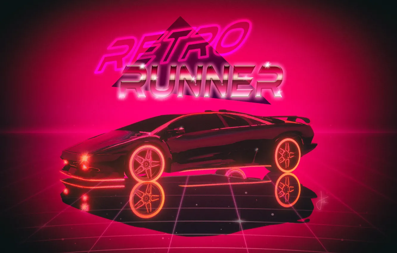Фото обои Музыка, Lamborghini, 80s, Neon, Diablo, 80's, Synth, Retrowave