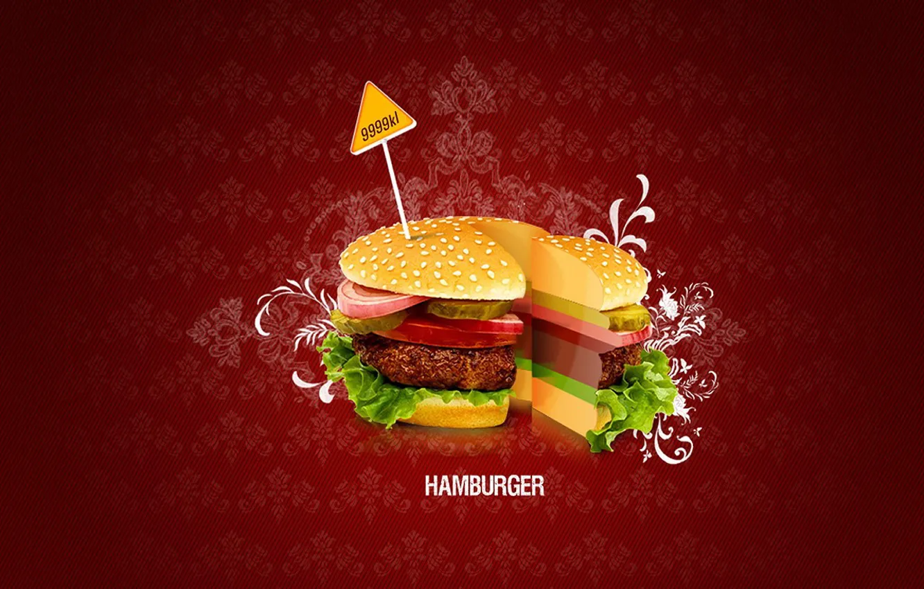 Фото обои минимализм, вектор, Гамбургер