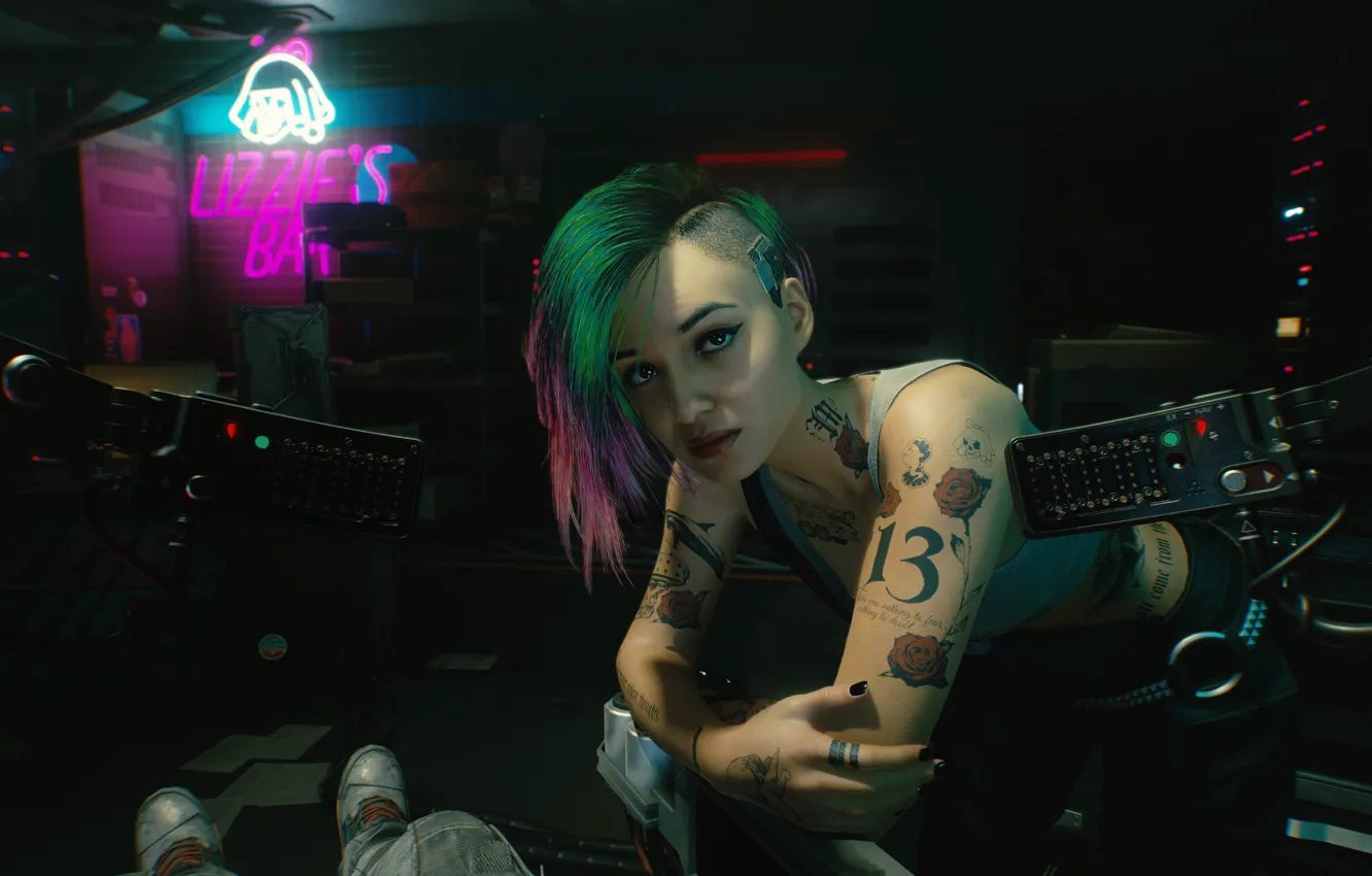 Фото обои Girl, Games, Neon, Cyberpunk 2077