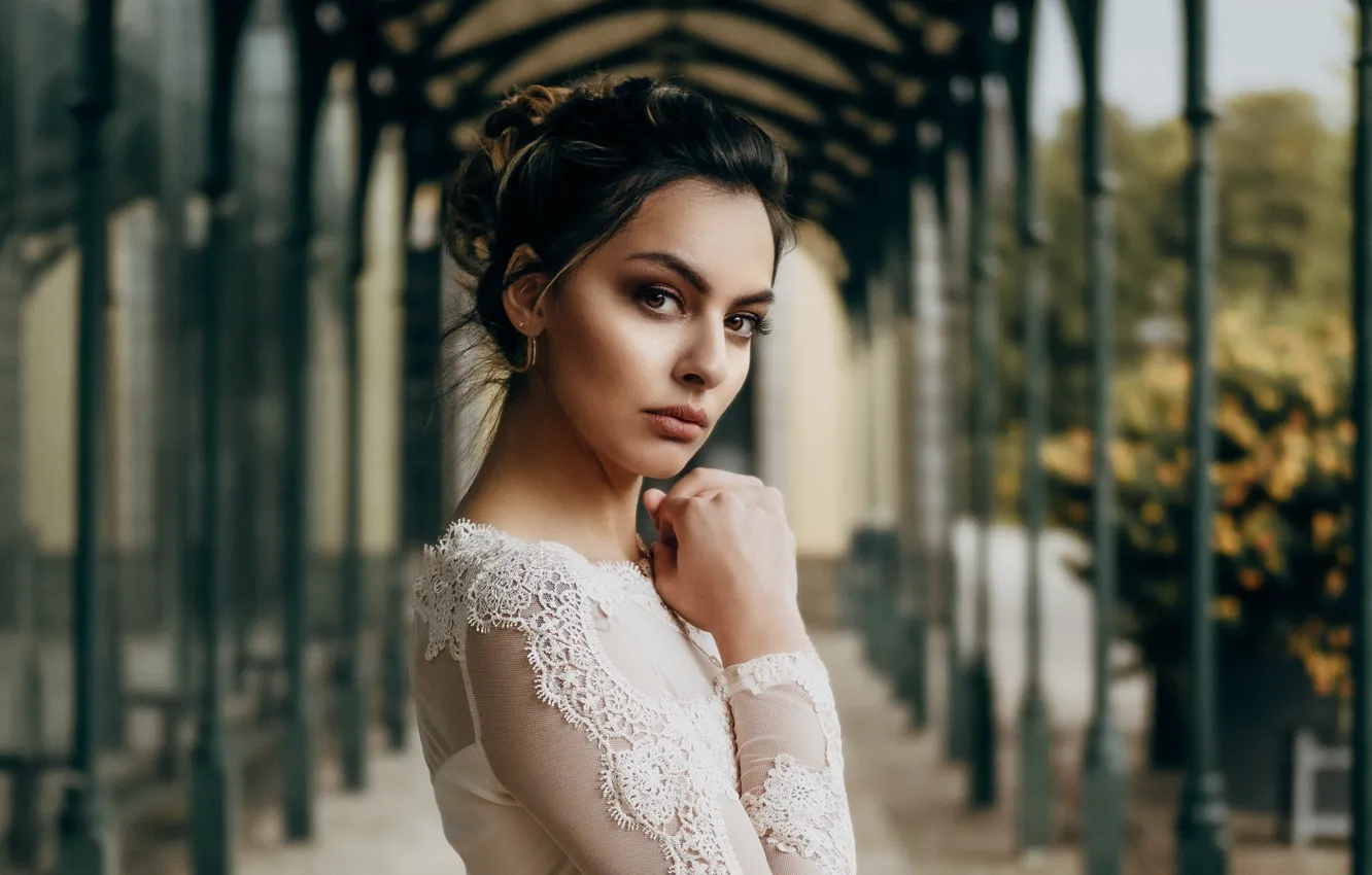 Фото обои взгляд, девушка, портрет, model, Sarah S.