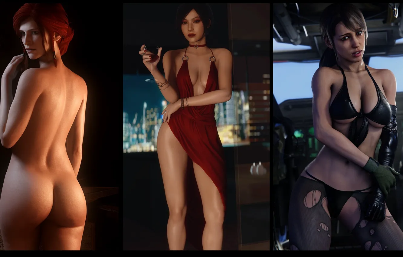 Фото обои the witcher, resident evil, girls, triss merigold, quiet, mgs, ada wong