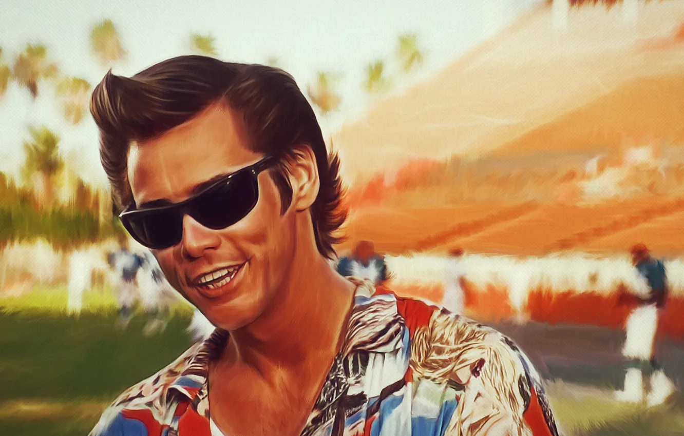 Фото обои Jim Carrey, look, ace ventura, colorful shirt