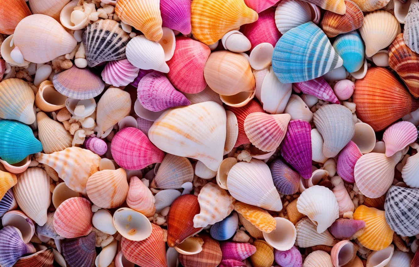 Фото обои песок, пляж, галька, камни, фон, colorful, ракушки, beach