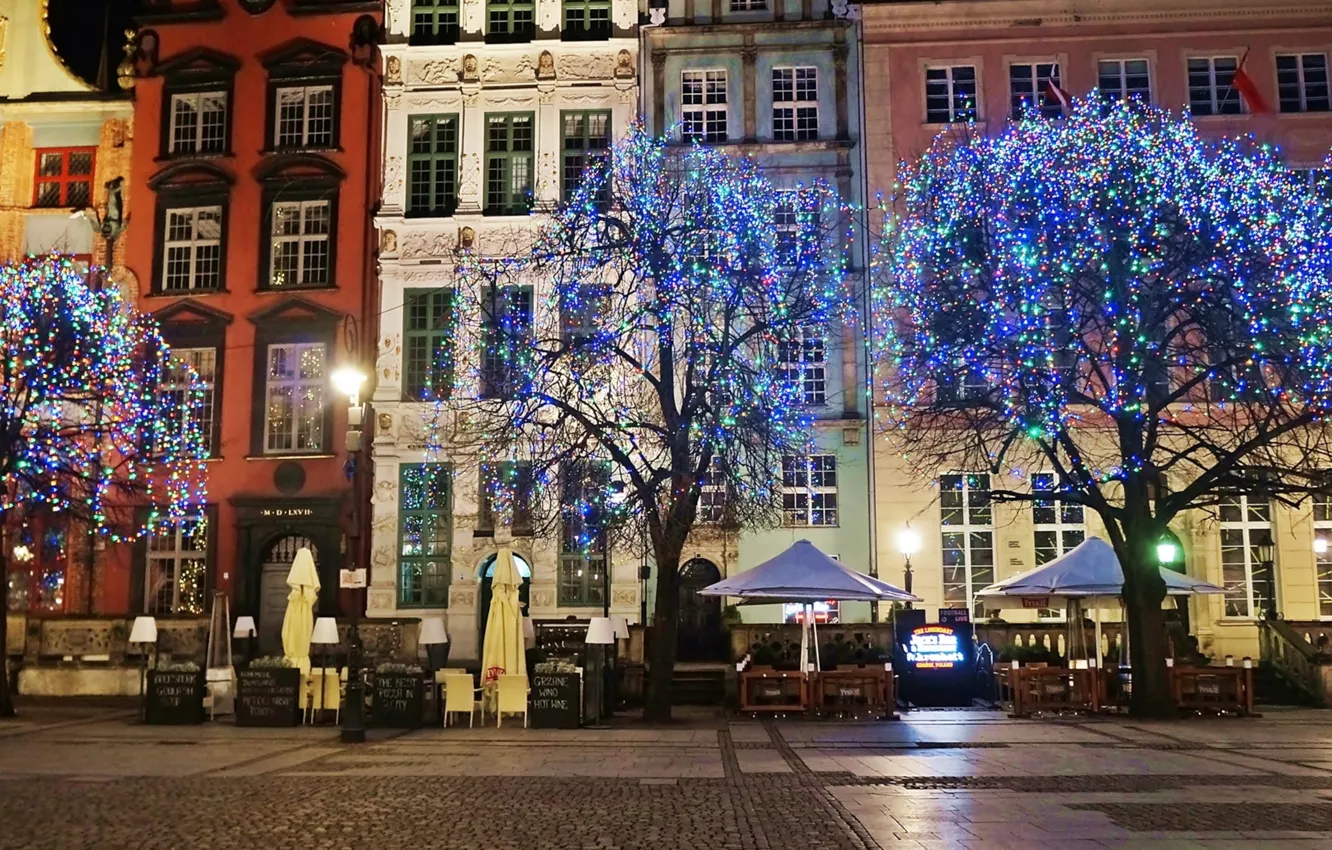 Фото обои dark, Christmas, street, building