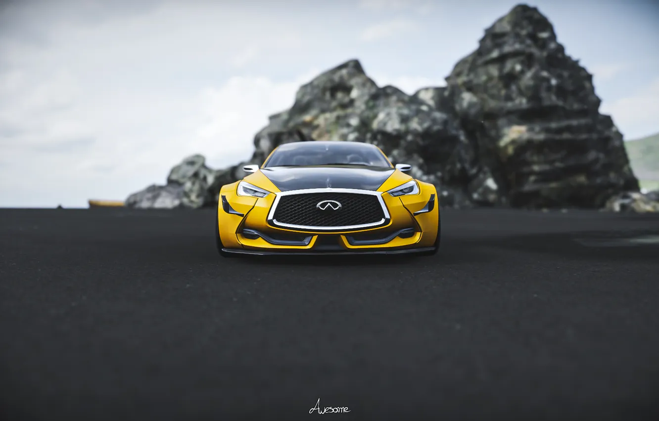 Фото обои car, Infiniti, vehicle, video games, Forza, Forza Horizon 4, yellow cars, 2015 Infiniti Q60 Coupe