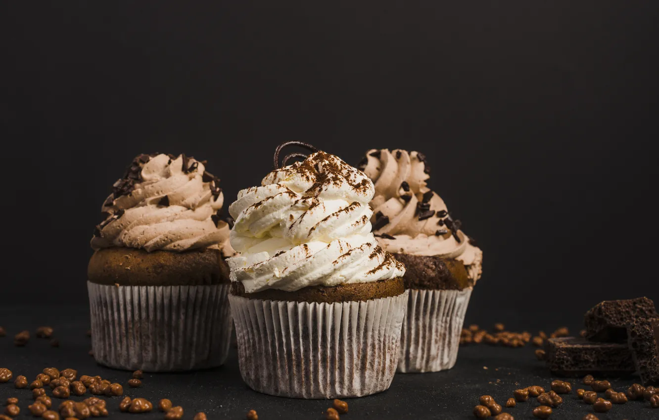 Фото обои chocolate, decoration, fancy, cupcakes, toppings