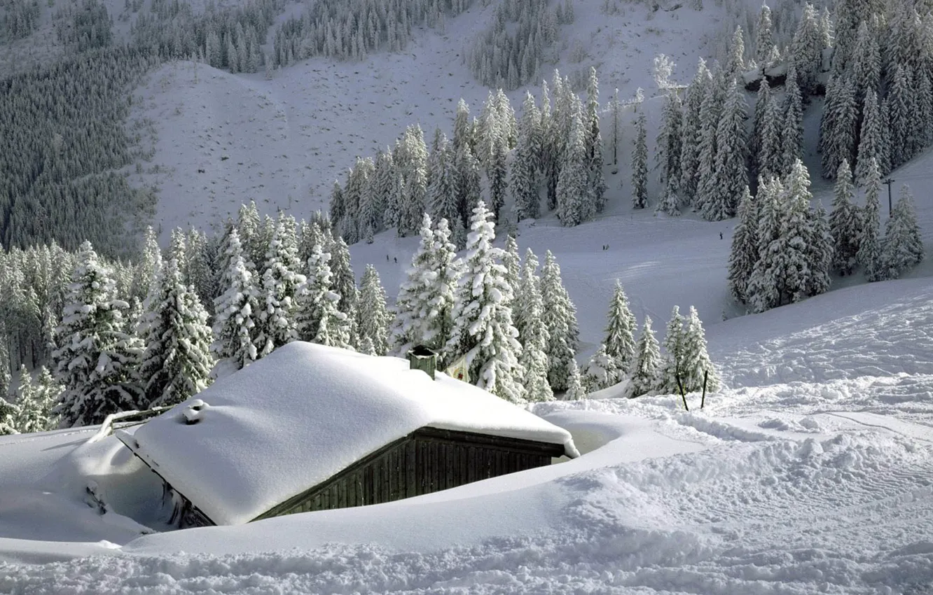 Фото обои house, winter, snow
