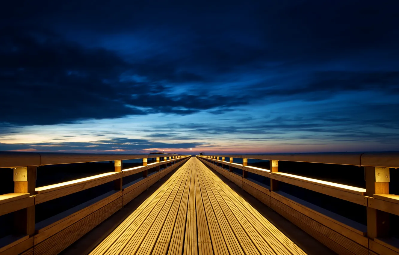 Фото обои пейзаж, закат, мост