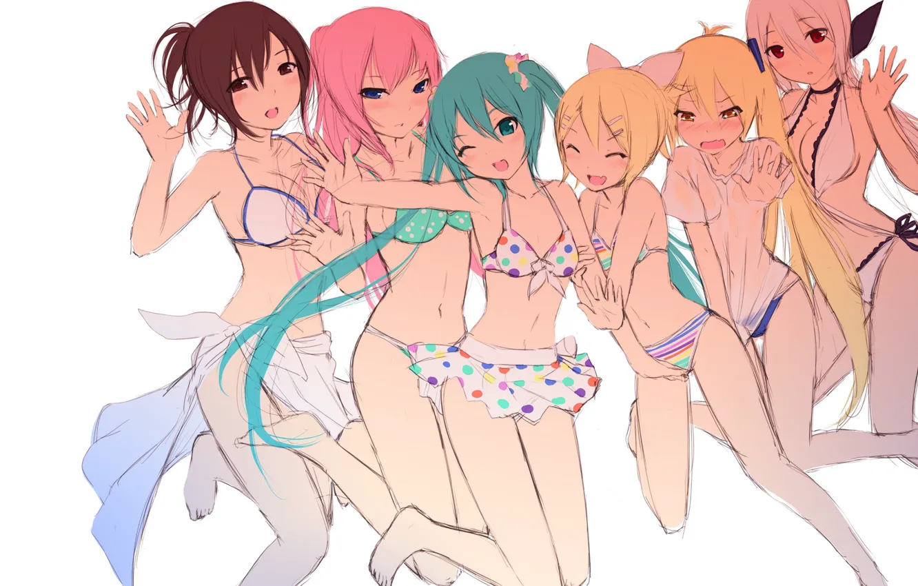 Фото обои лето, фон, девушки, Vocaloid, Вокалоид