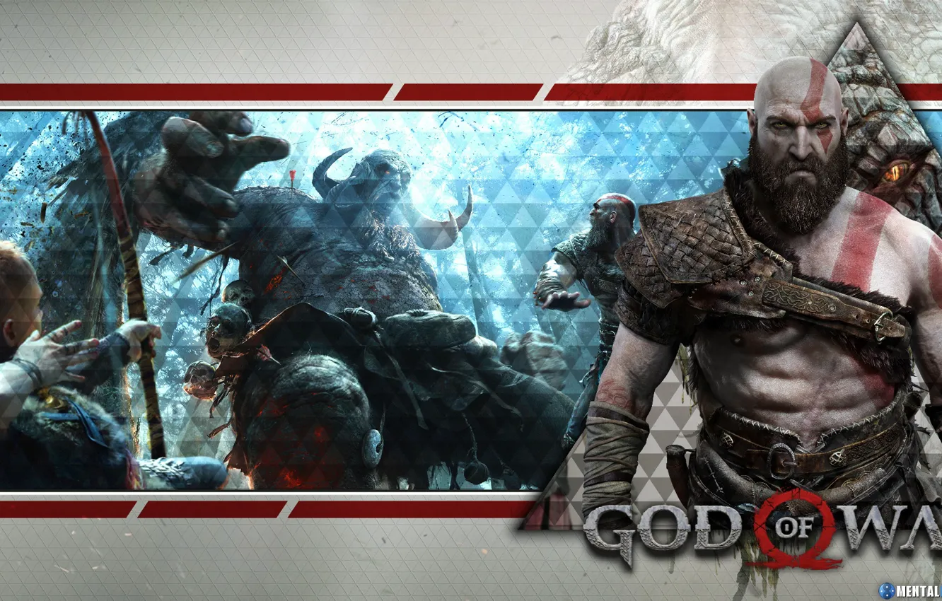 Фото обои snake, demigod, monster, god of war, kratos, man, bow, armour