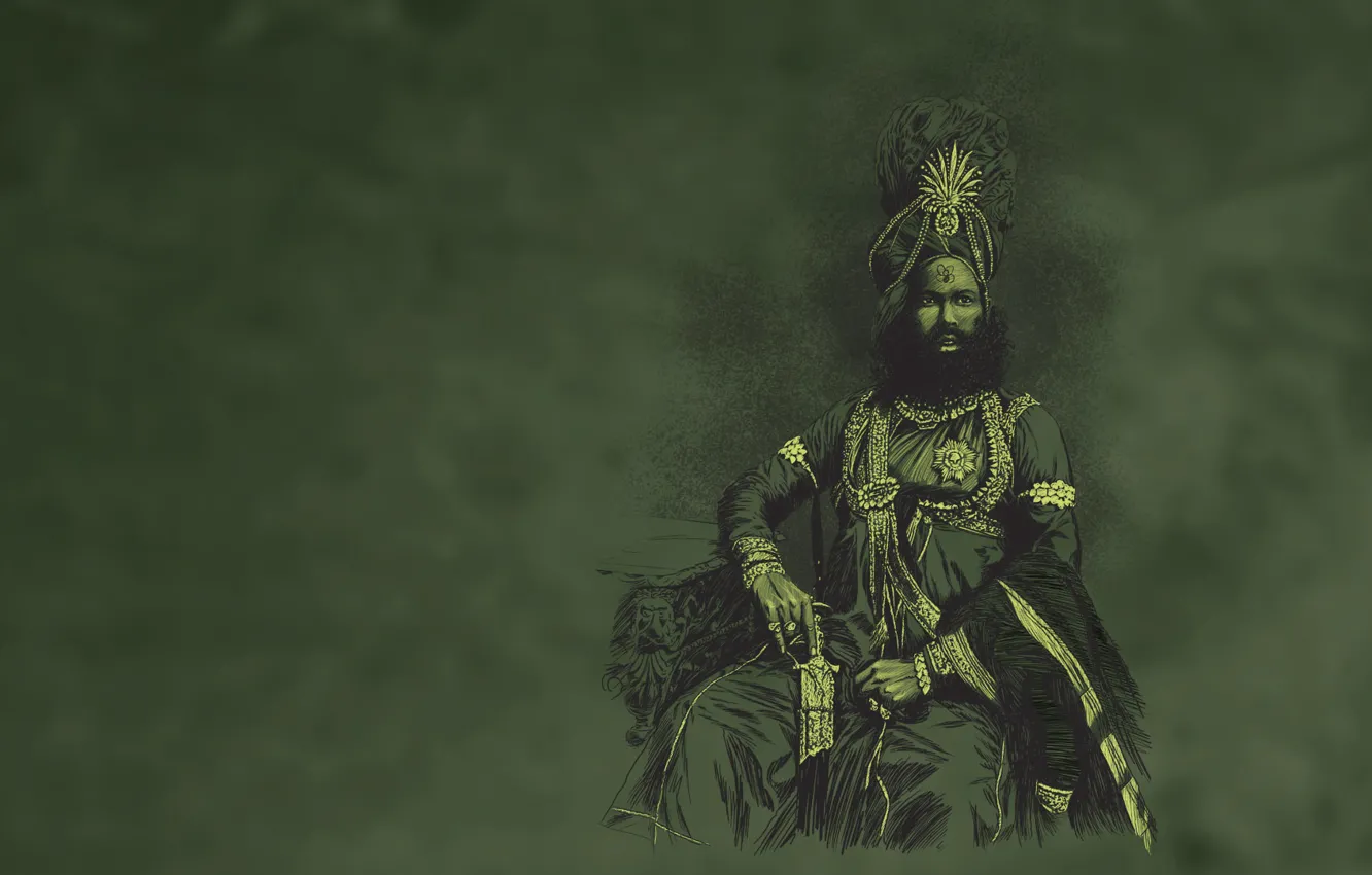 Фото обои человек, клинок, Maharaja de Panna Green, шейх