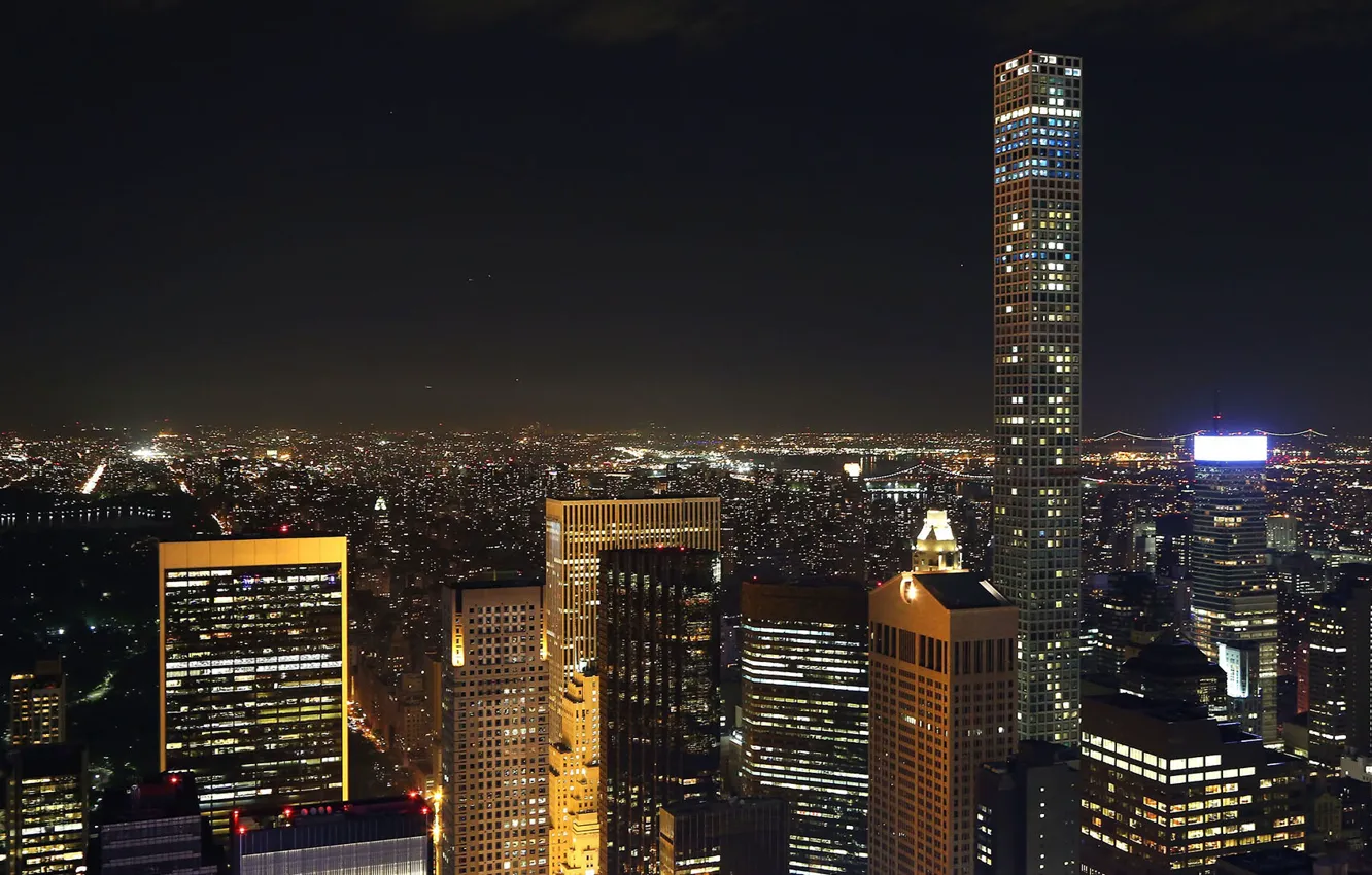Фото обои city, lights, USA, night, New York, Manhattan, NYC, New York City