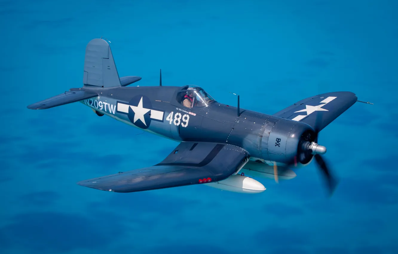 Фото обои Истребитель, Пилот, Chance Vought F4U Corsair, Вторая Мировая Война, F4U Corsair, US NAVY, ПТБ