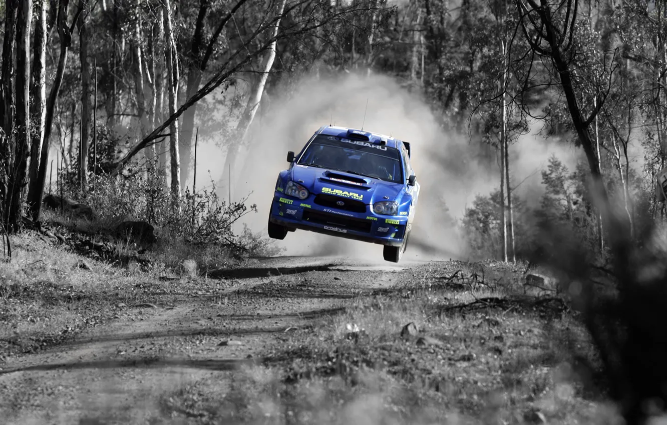 Фото обои прыжок, Subaru, rally, WRX STI