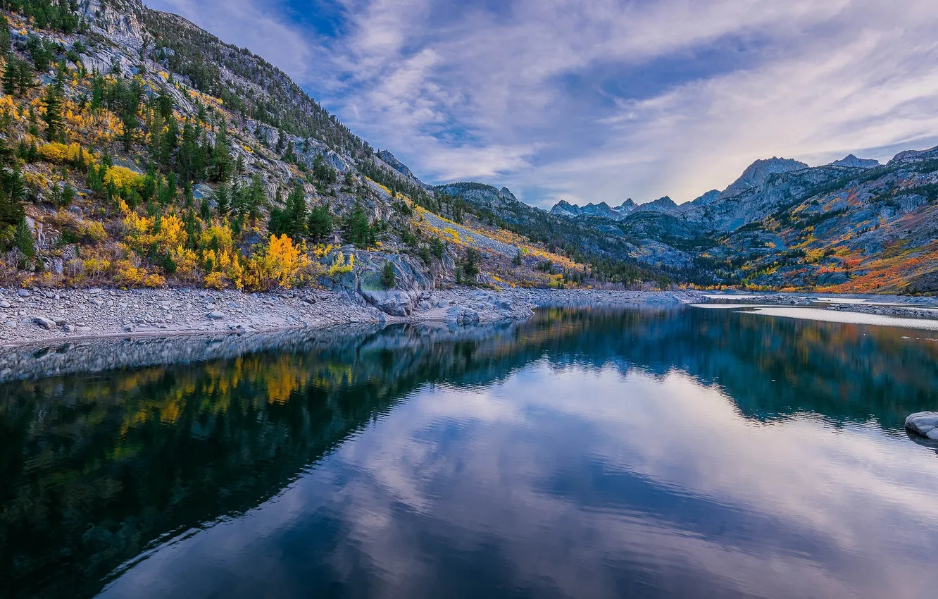 Фото обои осень, лес, природа, озеро, отражение