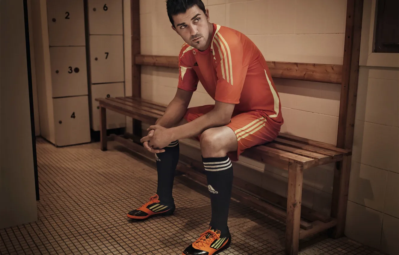 Фото обои Спорт, Футбол, Форма, Football, Давид Вилья, David Villa, Sport, Футболист
