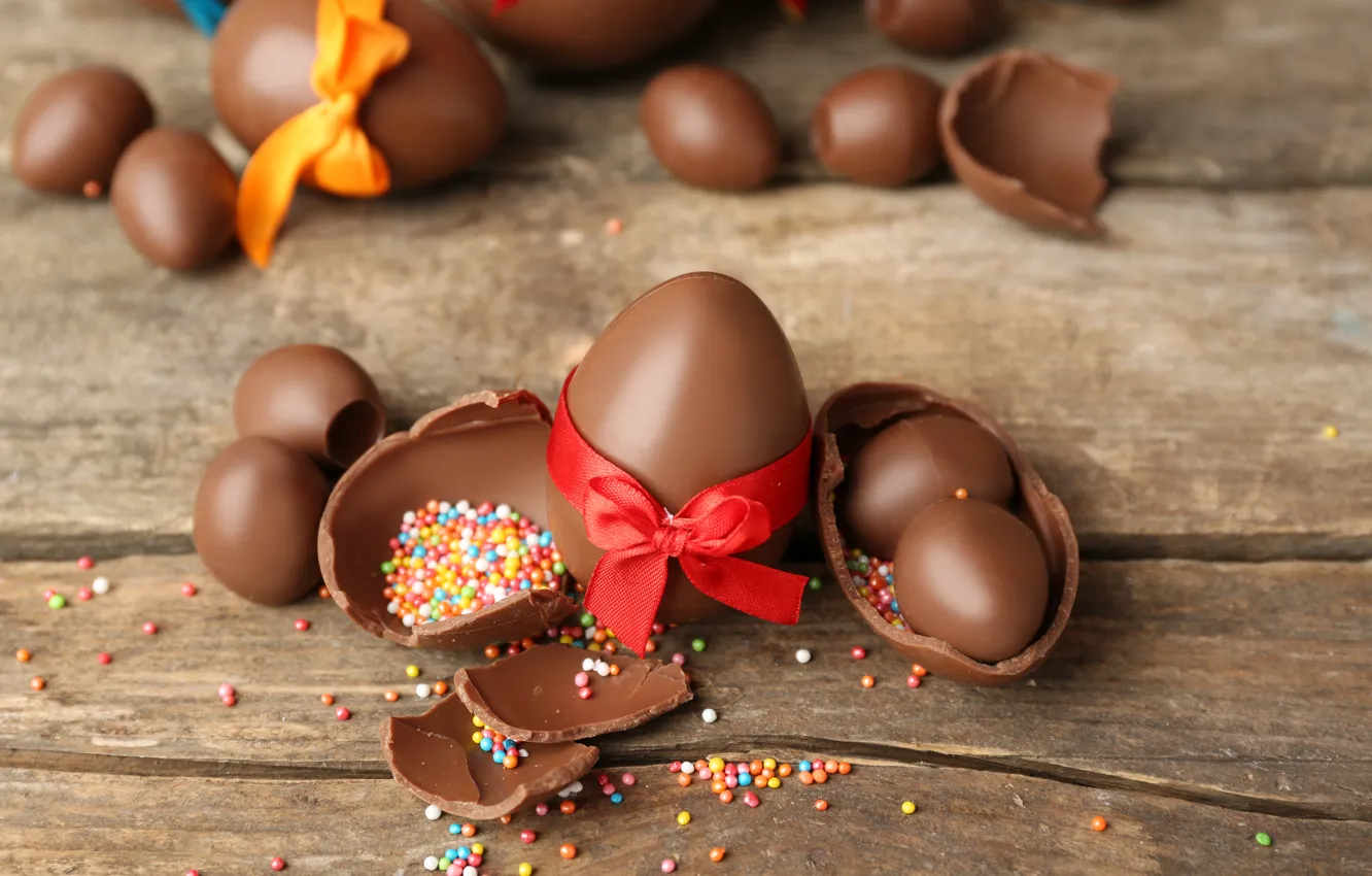 Фото обои шоколад, яйца, Пасха, chocolate, Easter, eggs, decoration, Happy