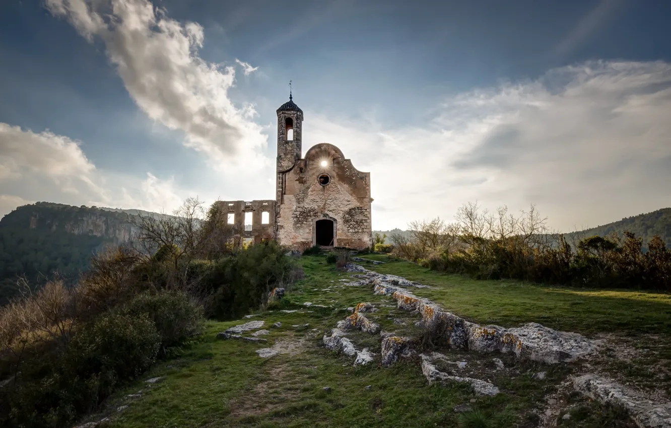 Фото обои природа, утро, руины