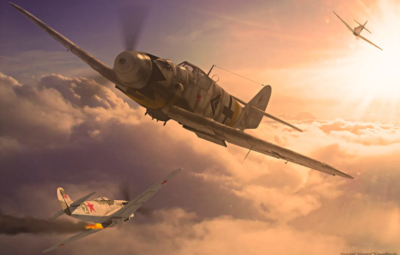 Фото обои Messerschmitt, Luftwaffe, Вторая Мировая война, Erich ''Bubi'' Hartmann, Bf.109G-14, Bf-109G