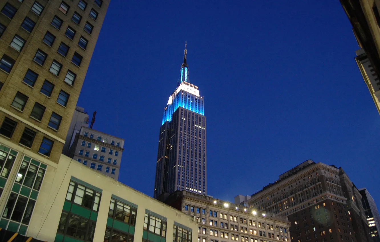 Фото обои USA, New York, Manhattan, skyscraper, evening, dusk, Empire State Building, United States Of America
