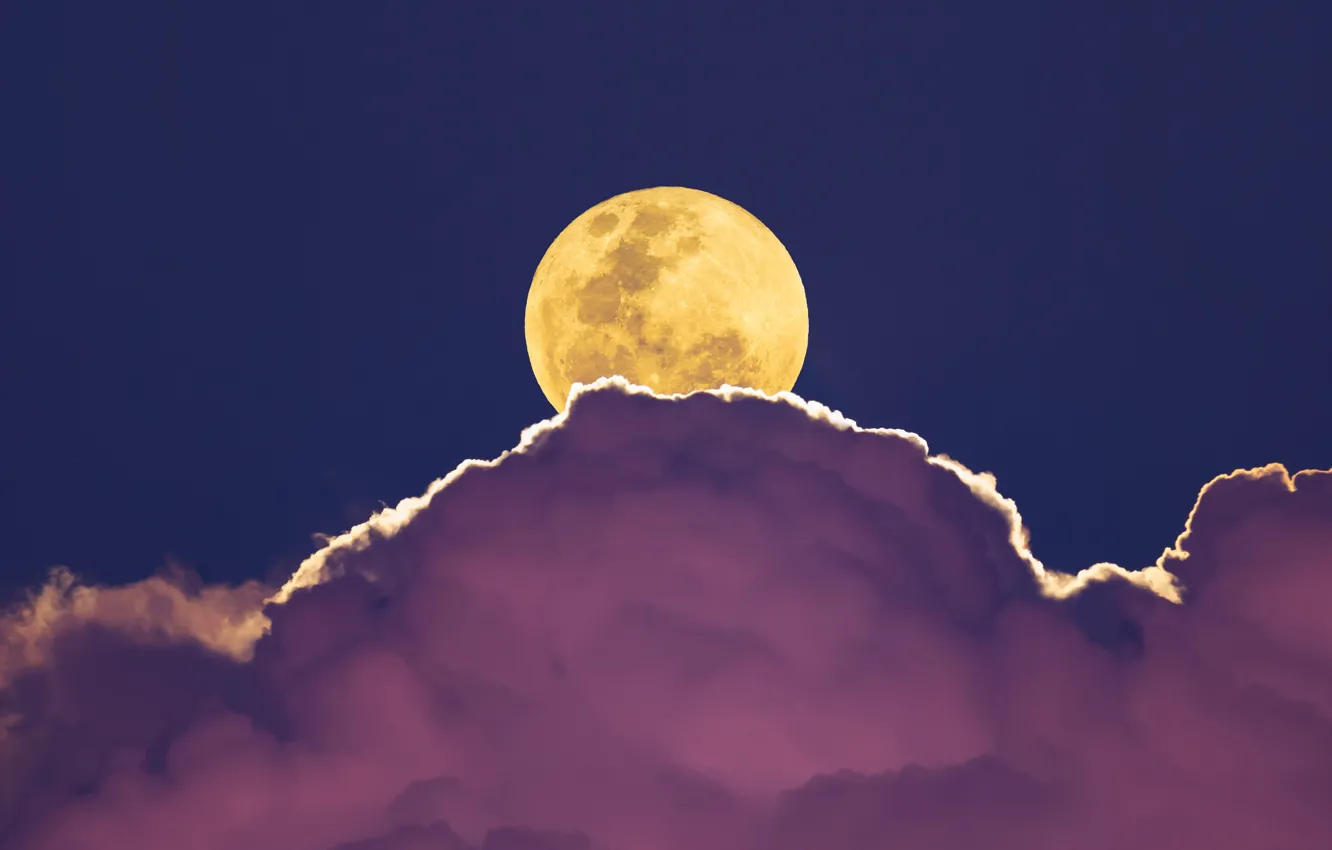 Фото обои небо, облака, ночь, луна