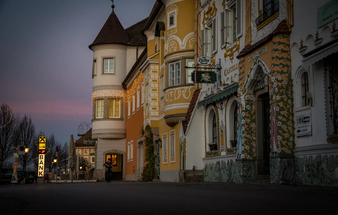 Фото обои город, улица, здания, дома, утро, Австрия, Маутхаузен