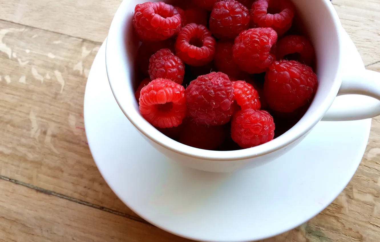 Фото обои cup, raspberries, still-life