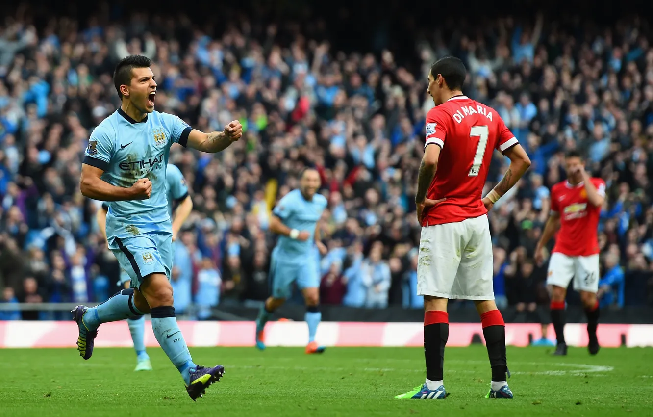Фото обои футбол, manchester, манчестер, football, Di Maria, юнайтед, АПЛ, Sergio Aguero