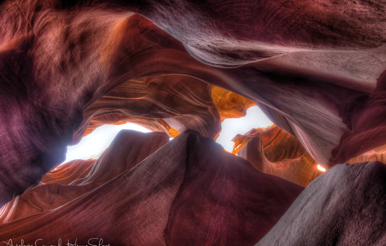 Фото обои свет, скалы, текстура, США, штат Аризона, каньон Антилопы