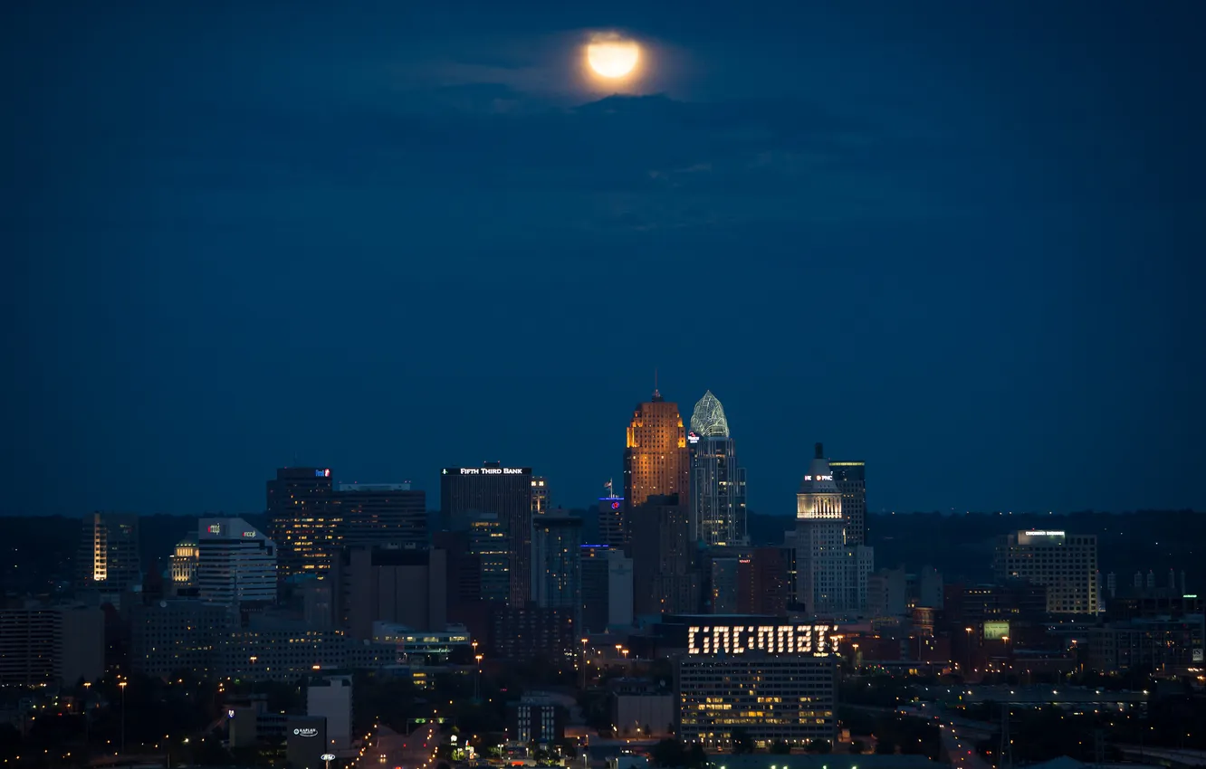 Фото обои Луна, Moon, Огайо, Цинциннати, Cincinnati, Ohio